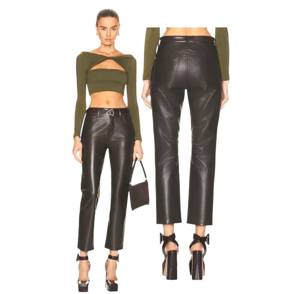 Citizens Of Humanity Jolene High Rise Vintage Slim Recycled Leather Pants Sz 33